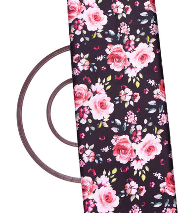 Black Colour Floral Print Satin Fabric